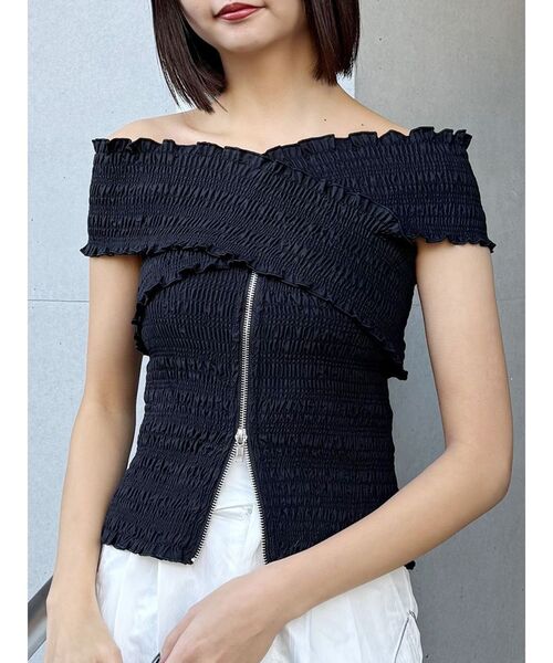 ブラウス シャツ 「一部店舗限定」オフショルシャーリングブラウス レディース MURUA ブラウス シャツ シャーリングオフショルブラウス