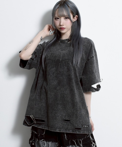 REFLEM スカルプリントダメージ加工半袖Tシャツ REFLEM tシャツ 「REFLEM/レフレム」スカルプリントダメージT
