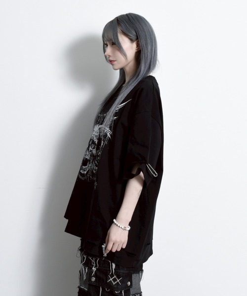 REFLEM スカルプリントダメージ加工半袖Tシャツ REFLEM【レフレム】スカルプリントダメージ加工半袖Tシャツ/全2色