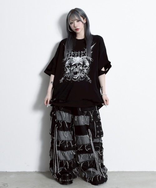 REFLEM tシャツ 「REFLEM/レフレム」スカルプリントダメージT