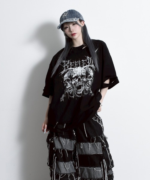 『REFLEM/レフレム』クロス刺繍Tシャツ/ハーフスリーブカットソ REFLEM/レフレム』クロス刺繍Tシャツ/ハーフスリーブカットソー