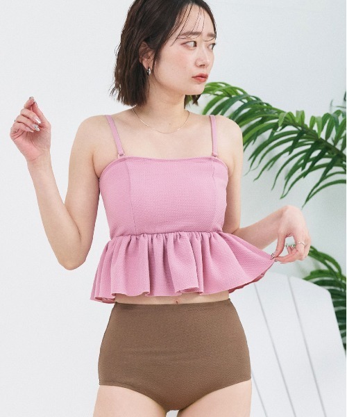 ad thie（アドティエ） 水着 ジャガードペプラム キャミソール スイム