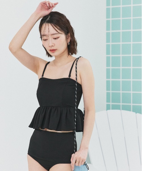 ad thie（アドティエ） 水着 ジャガードペプラム キャミソール スイム