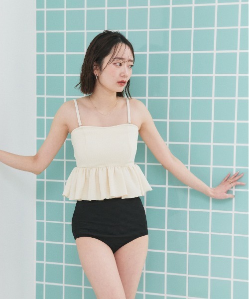 ad thie（アドティエ） 水着 ジャガードペプラム キャミソール スイム