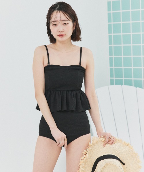 ad thie（アドティエ） 水着 ジャガードペプラム キャミソール スイム