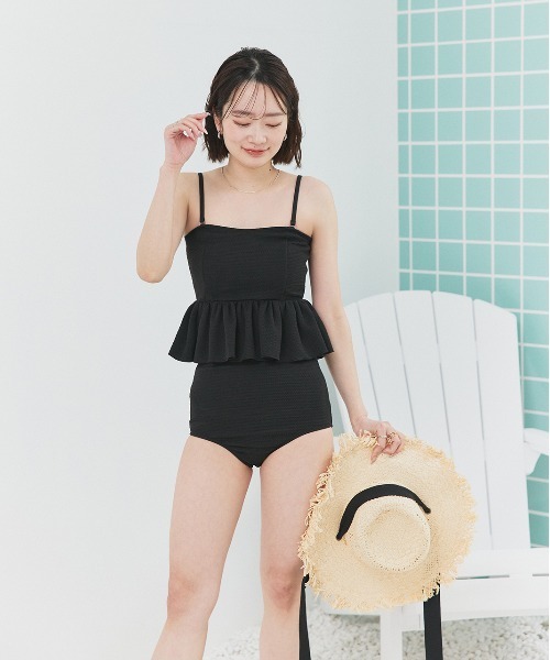 ad thie（アドティエ） 水着 ジャガードペプラム キャミソール スイム