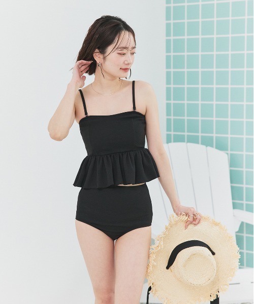 ad thie（アドティエ） 水着 ジャガードペプラム キャミソール スイム