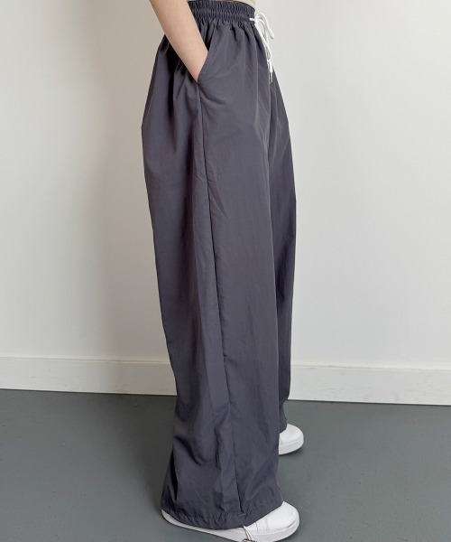 シャカワイドパンツ NANAHACHI パンツ シャカシャカ ワイドパンツ ウエストゴム