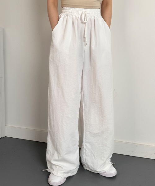 シャカワイドパンツ NANAHACHI パンツ シャカシャカ ワイドパンツ ウエストゴム