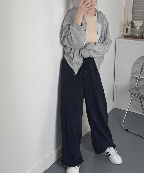 シャカワイドパンツ NANAHACHI パンツ シャカシャカ ワイドパンツ ウエストゴム
