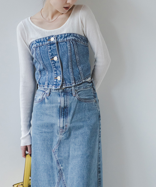 「NEEDBY heritage」 ノースリーブブラウス X-SMALL ネイビー レディース