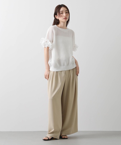 Gready Brilliant ニット セーター 麻混メッシュ別布リボン