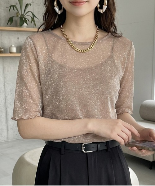 tシャツ 半袖ラメシアートップス レディース : ZOZOTOWN Yahoo!店