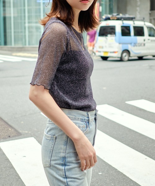 tシャツ 半袖ラメシアートップス レディース : ZOZOTOWN Yahoo!店