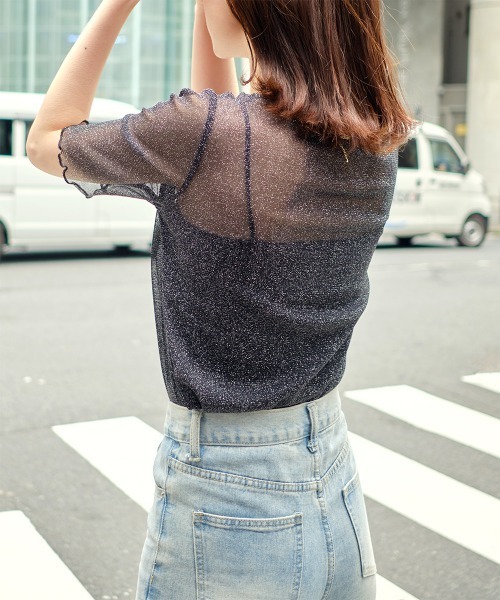 tシャツ ラメシアー半袖トップス レディース : ZOZOTOWN Yahoo