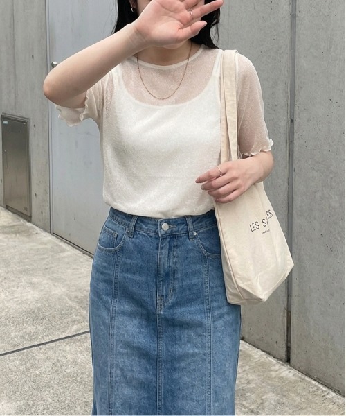 tシャツ 半袖ラメシアートップス レディース : ZOZOTOWN Yahoo!店