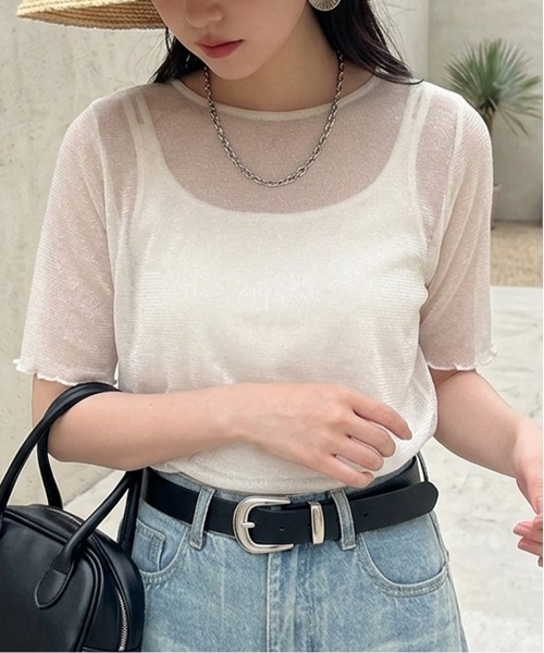 tシャツ 半袖 半袖ラメシアートップス レディース : ZOZOTOWN Yahoo!店