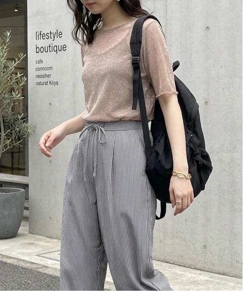 tシャツ 半袖 半袖ラメシアートップス レディース : ZOZOTOWN Yahoo!店