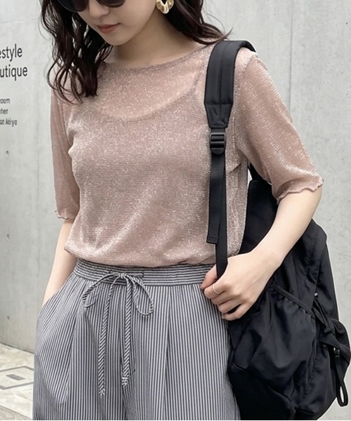 tシャツ 半袖 半袖ラメシアートップス レディース : ZOZOTOWN Yahoo!店