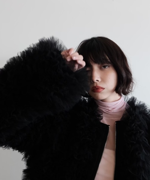 ジャケット・アウター honey mi honey tulle tiered blouson HONEY MI ブルゾン アウター tulle tiered blouson レディース