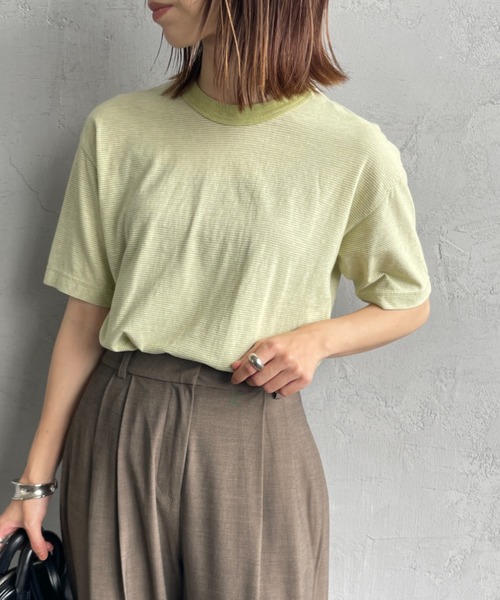 tシャツ 「MEYAME / メヤメ」 オーガニックコットン ボーダー クルーネックTシャツ レディース
