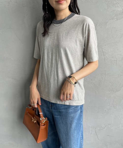 【mintです】MEYAME ボーダー　ニット　Tシャツ　メヤメ MEYAME ニット セーター |「別注」ボーダー コットンニット半袖T