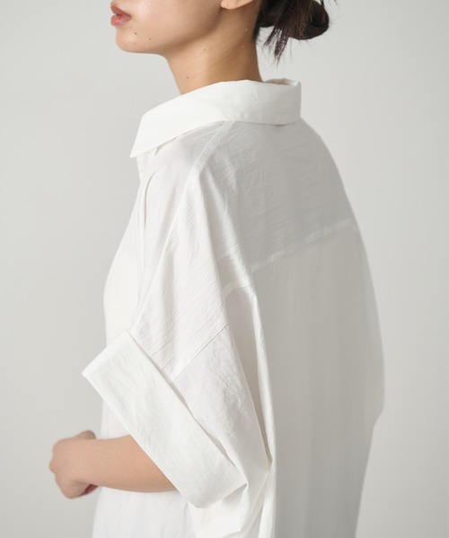 AIC. ブラウス シャツ ワッシャーハーフスリーブトップス レディース