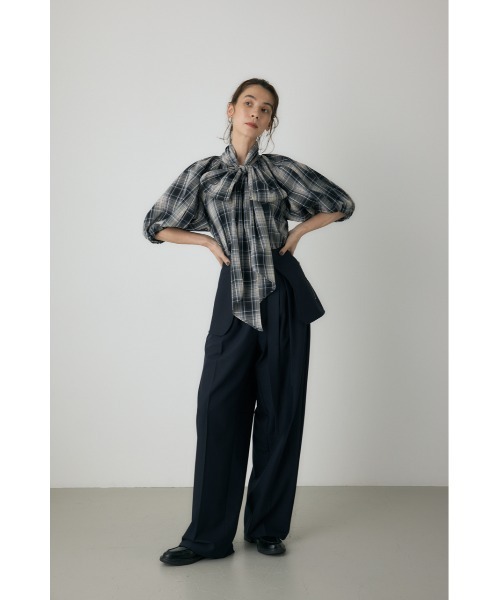 crie conforto ブラウス シャツ チェックボウタイブラウス 冬服
