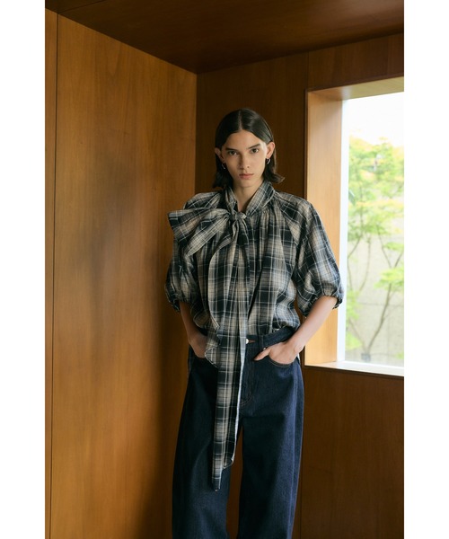crie conforto ブラウス シャツ チェックボウタイブラウス 冬服 crie conforto ブラウス