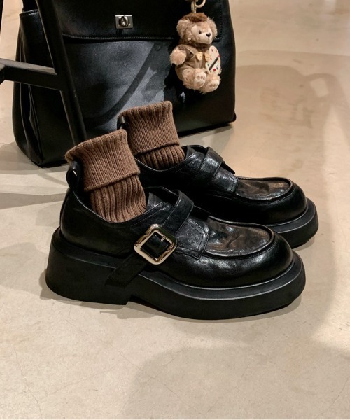 シューズ 「 NiiNa / ニーナ 」本革厚底ワンストラップレザーシューズ