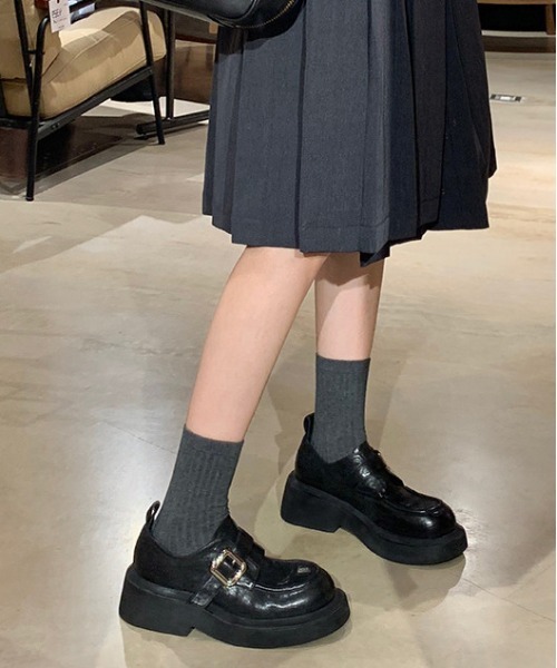 【美品】NILA&NILA ニラニラ レースアップシューズ ローファー 本革 シューズ 「 NiiNa / ニーナ 」本革厚底ワンストラップレザーシューズ