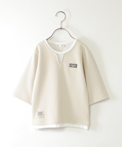 ikka（イッカ） tシャツ 「親子コーデ」キーネックレイヤード7分袖T