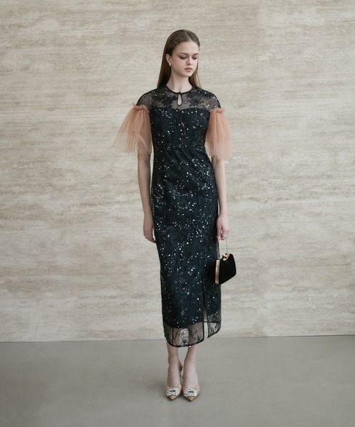 Leja スパンコールドレス Leja（レジャ） ドレス 「LEJA」スパンコールパールミックスボレロI