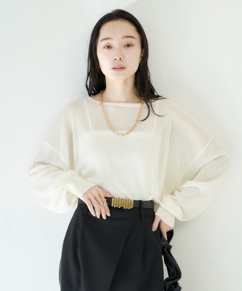 「Shelly island」 長袖ニット FREE ダークブルー レディース_画像2