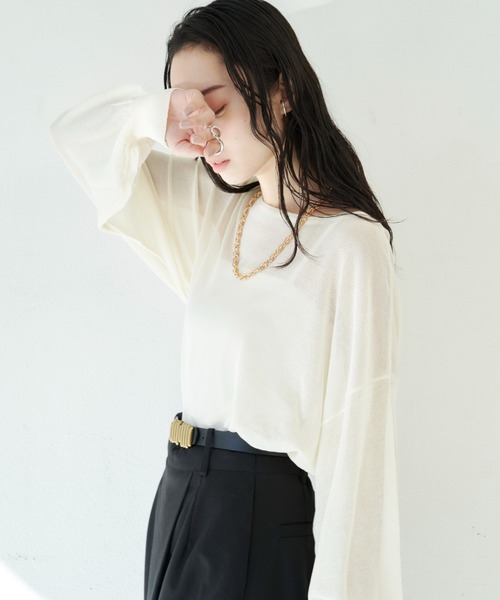 「Shelly island」 長袖ニット FREE ダークブルー レディース_画像3