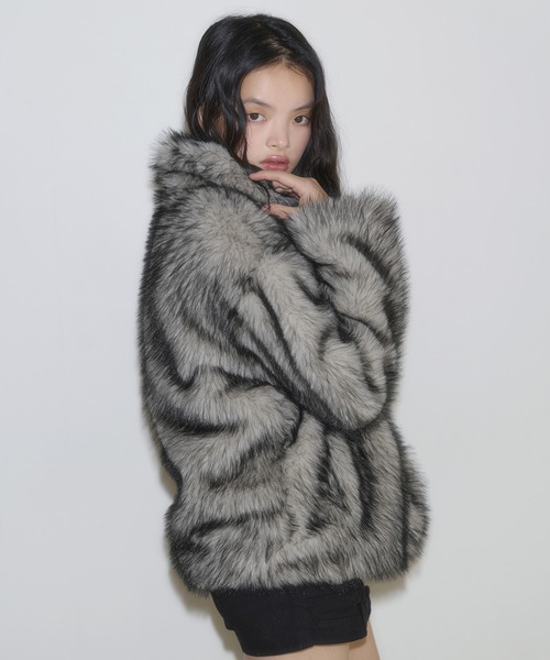 MSGirl ブルゾン アウター ミックスカラーフェイクファーブルゾン