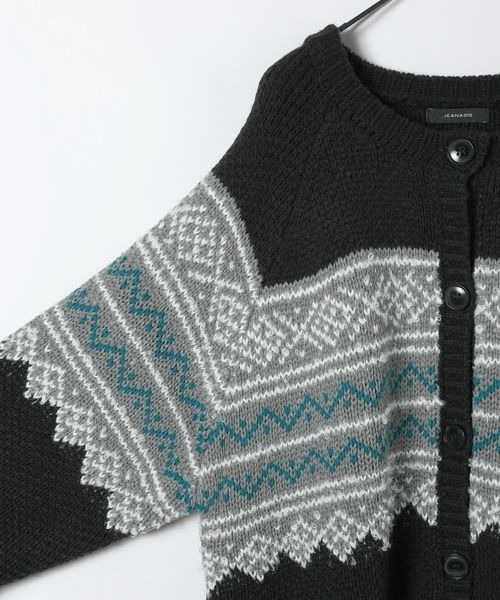 JEANASIS（ジーナシス） カーディガン 3Gフェアアイルクルーニット