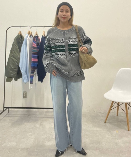 JEANASIS（ジーナシス） カーディガン 3Gフェアアイルクルーニット