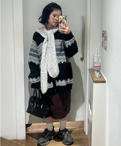 JEANASIS（ジーナシス） カーディガン 3Gフェアアイルクルーニット