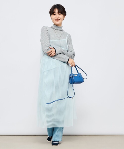 NOLLEY'S（ノーリーズ） 「手洗い可能」3×2リブ配色タートルネック