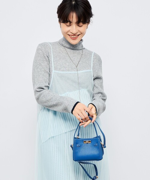 NOLLEY'S（ノーリーズ） 「手洗い可能」3×2リブ配色タートルネック