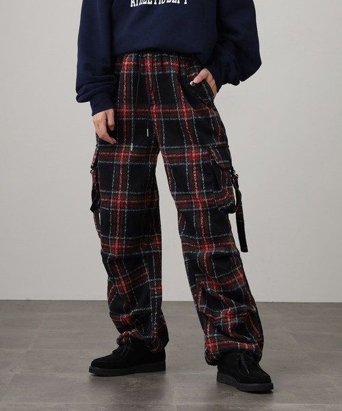 00s~ タータンチェック カーゴパンツ パラシュート バギー ショーツ 極太 00s~ タータンチェック カーゴパンツ パラシュート バギー ショーツ