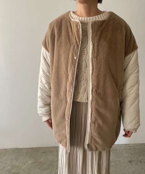 「210nouve」 ノーカラーコート FREE ブラウン レディース_画像6