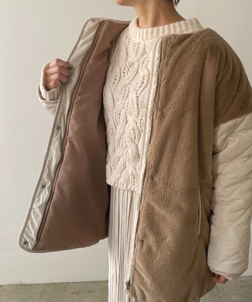 「210nouve」 ノーカラーコート FREE ブラウン レディース_画像9