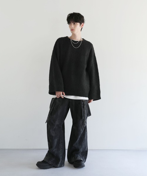 「LILL」 長袖ニット S チャコール メンズ_画像7