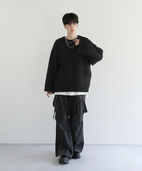 「LILL」 長袖ニット S チャコール メンズ_画像8