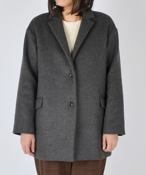 「liflattie ships」 チェスターコート SMALL チャコールグレー レディース_画像4