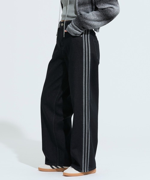 アディダスオリジナルス パンツ ジーンズ デニム ファイヤーバード トゥルーブラック メンズ レディース adidas Originals FIREBIRD ADICOLOR DENIM PANTS adidas（アディダス） ジーンズ デニム デニムパンツ ファイヤーバード