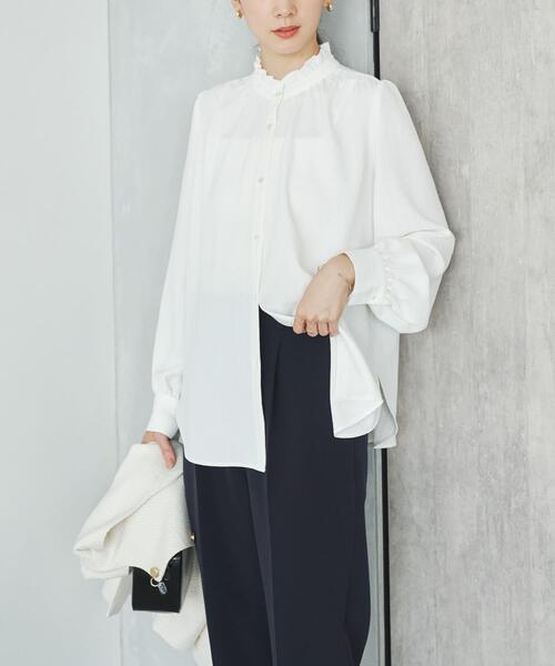 ドゥロワー ストライプドビーフリルシャツ 36 URBAN RESEARCH（アーバンリサーチ） ブラウス シャツ ドビー