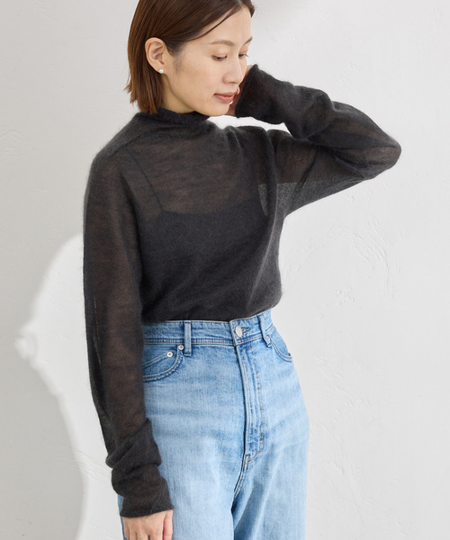 IENA SUPER Kid MIX モヘアシアープルオーバー　ブラック 追加》SUPER Kid MIX モヘアシアープルオーバー（ニット／セーター